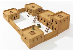 Small DESERT CITY Set - 4 building painted & assembled 28mm scale